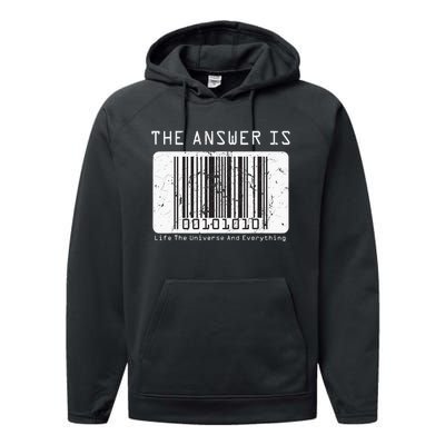 The Answer to Life The Universe and Everything in barcode Performance Fleece Hoodie