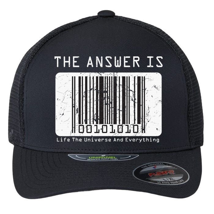 The Answer to Life The Universe and Everything in barcode Flexfit Unipanel Trucker Cap