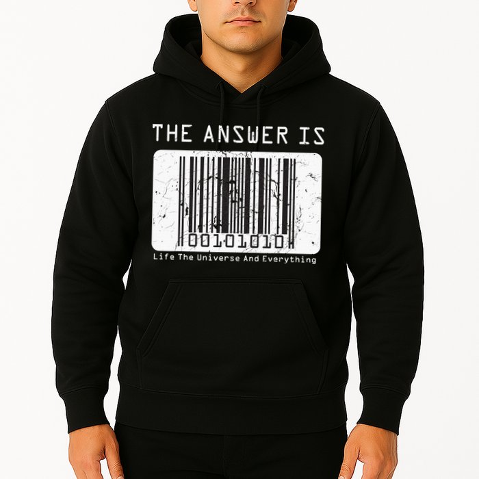 The Answer to Life The Universe and Everything in barcode Hoodie