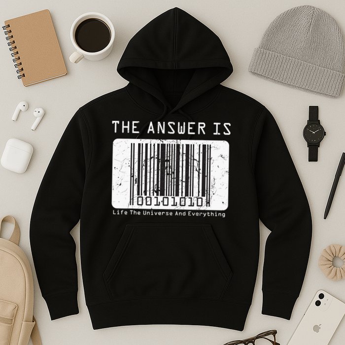 The Answer to Life The Universe and Everything in barcode Hoodie