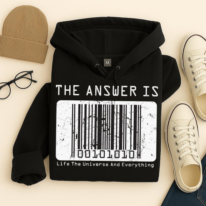 The Answer to Life The Universe and Everything in barcode Hoodie