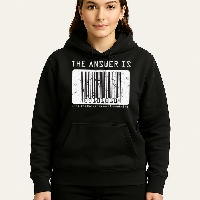 The Answer to Life The Universe and Everything in barcode Hoodie