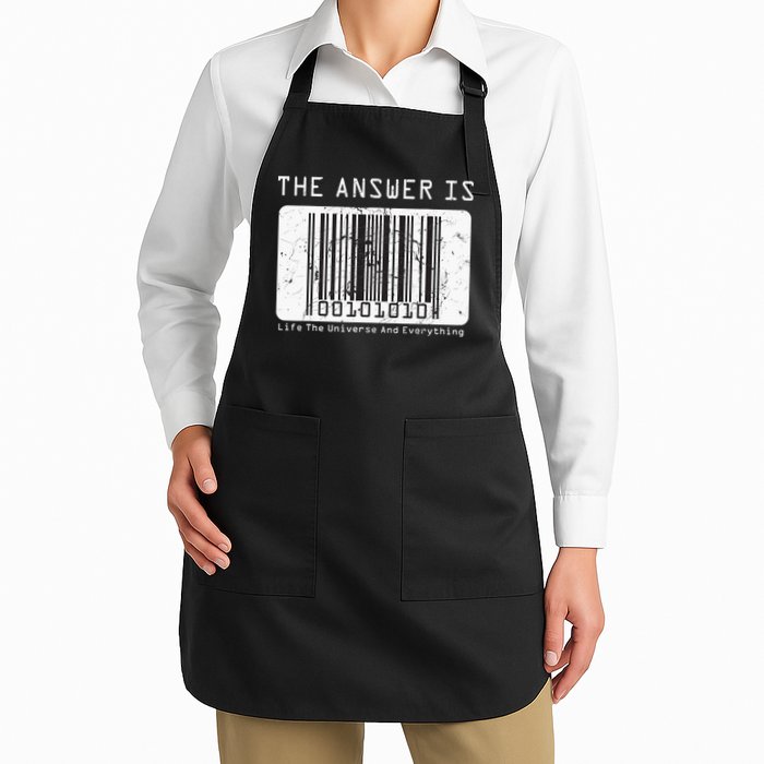 The Answer to Life The Universe and Everything in barcode Apron