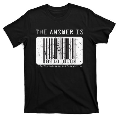 The Answer to Life The Universe and Everything in barcode T-Shirt