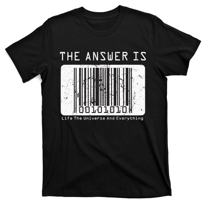 The Answer to Life The Universe and Everything in barcode T-Shirt