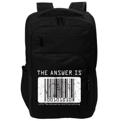 The Answer to Life The Universe and Everything in barcode Impact Tech Backpack