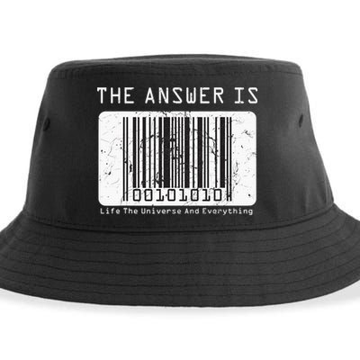 The Answer to Life The Universe and Everything in barcode Sustainable Bucket Hat