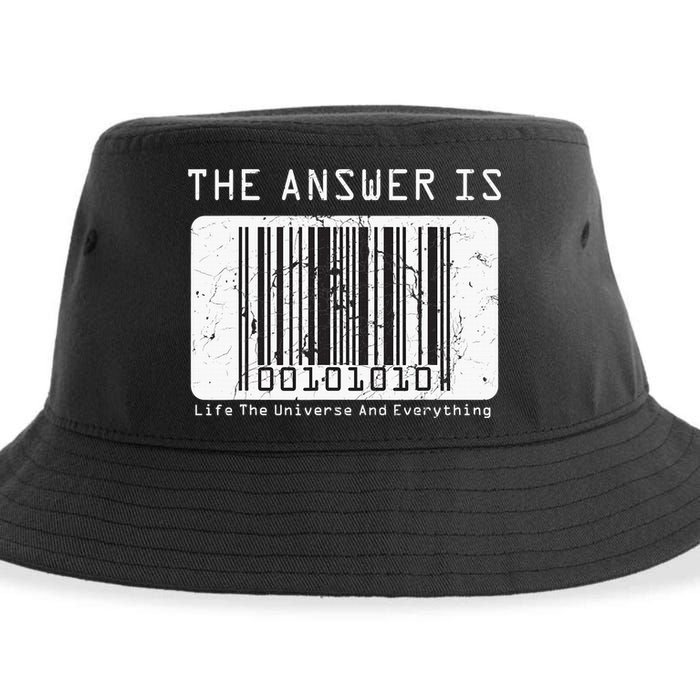 The Answer to Life The Universe and Everything in barcode Sustainable Bucket Hat