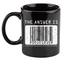 The Answer to Life The Universe and Everything in barcode 11oz C Handle Ceramic Mug