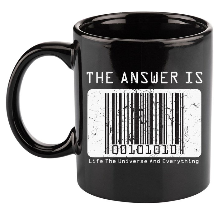 The Answer to Life The Universe and Everything in barcode 11oz C Handle Ceramic Mug