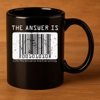The Answer to Life The Universe and Everything in barcode 11oz C Handle Ceramic Mug