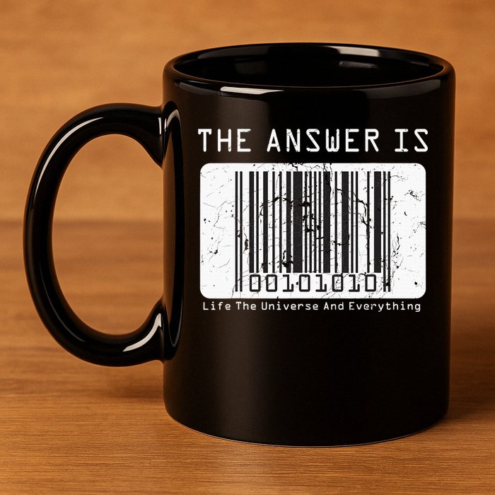 The Answer to Life The Universe and Everything in barcode 11oz C Handle Ceramic Mug