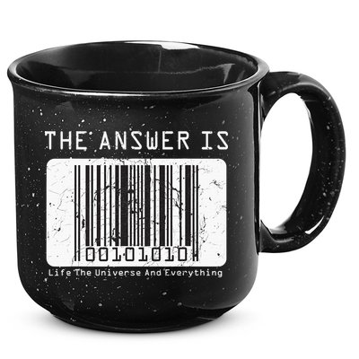 The Answer to Life The Universe and Everything in barcode 15oz Campfire Ceramic Mug