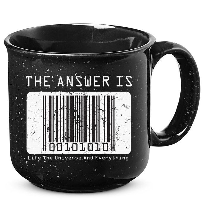 The Answer to Life The Universe and Everything in barcode 15oz Campfire Ceramic Mug