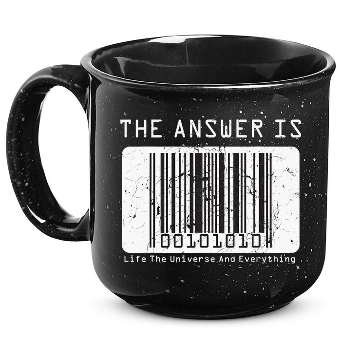 The Answer to Life The Universe and Everything in barcode 15oz Campfire Ceramic Mug