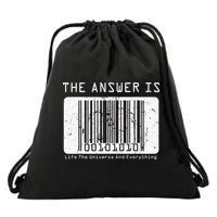 The Answer to Life The Universe and Everything in barcode Drawstring Bag