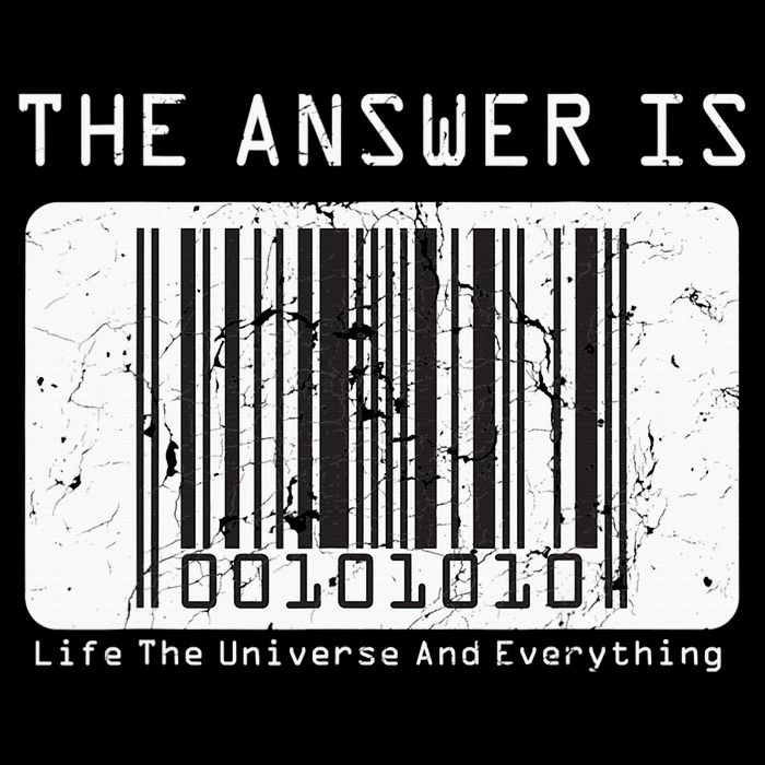 The Answer to Life The Universe and Everything in barcode Drawstring Bag