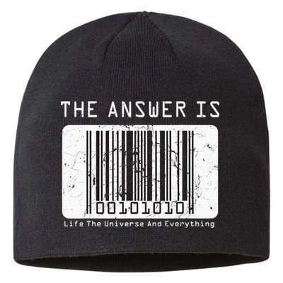 The Answer to Life The Universe and Everything in barcode Sustainable Beanie