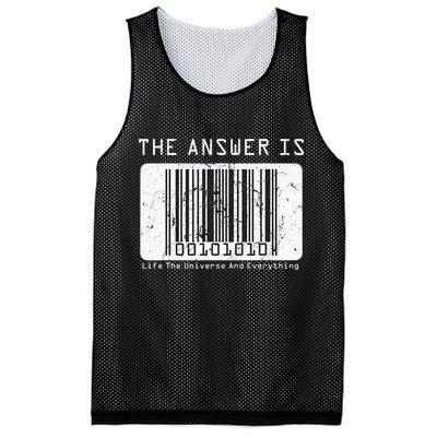 The Answer to Life The Universe and Everything in barcode Mesh Reversible Basketball Jersey Tank