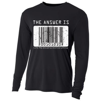 The Answer to Life The Universe and Everything in barcode Cooling Performance Long Sleeve Crew