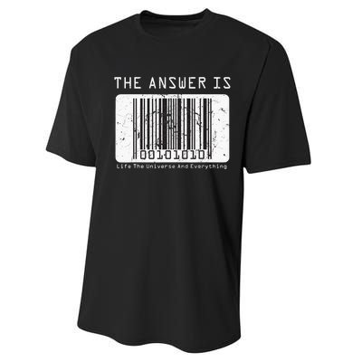 The Answer to Life The Universe and Everything in barcode Performance Sprint T-Shirt