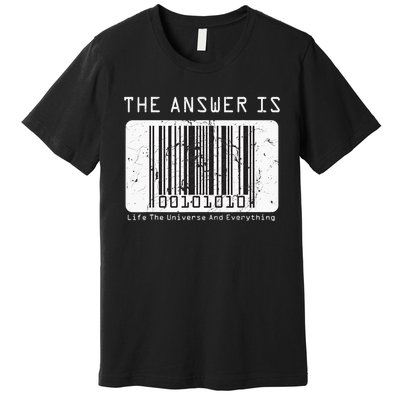 The Answer to Life The Universe and Everything in barcode Premium T-Shirt