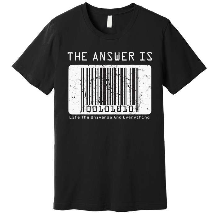 The Answer to Life The Universe and Everything in barcode Premium T-Shirt