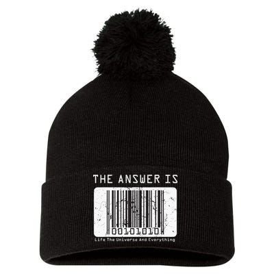 The Answer to Life The Universe and Everything in barcode Pom Pom 12in Knit Beanie