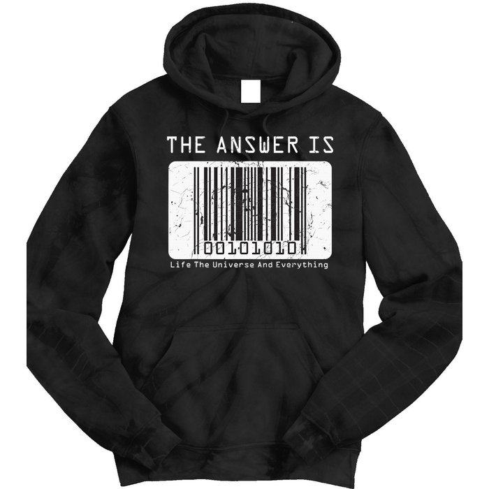 The Answer to Life The Universe and Everything in barcode Tie Dye Hoodie