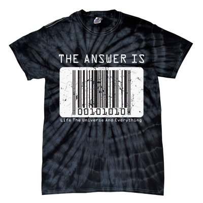 The Answer to Life The Universe and Everything in barcode Tie-Dye T-Shirt
