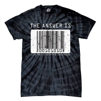 The Answer to Life The Universe and Everything in barcode Tie-Dye T-Shirt