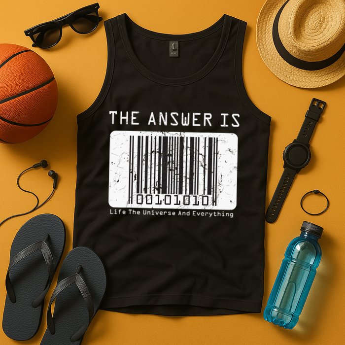 The Answer to Life The Universe and Everything in barcode Tank Top