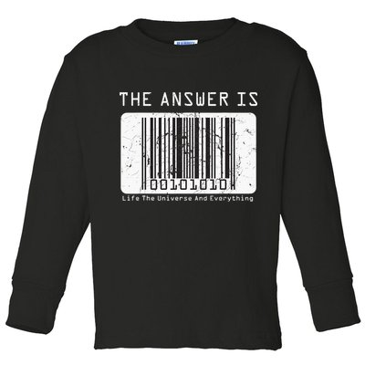 The Answer to Life The Universe and Everything in barcode Toddler Long Sleeve Shirt