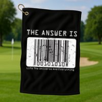 The Answer to Life The Universe and Everything in barcode Golf Towel