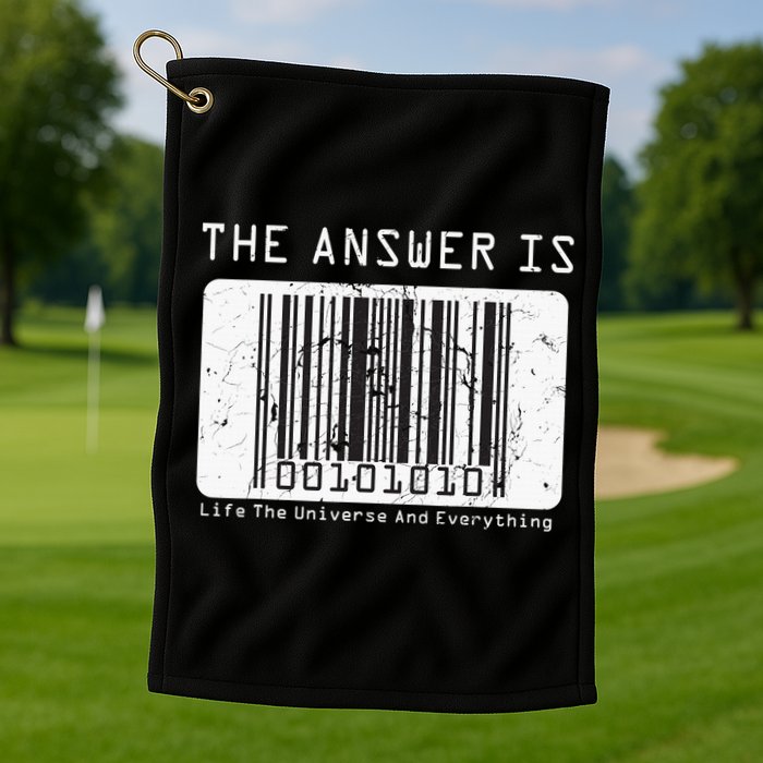 The Answer to Life The Universe and Everything in barcode Golf Towel