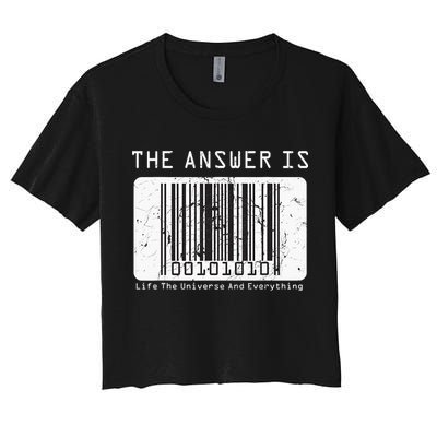 The Answer to Life The Universe and Everything in barcode Crop Top