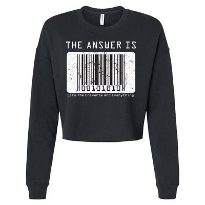 The Answer to Life The Universe and Everything in barcode Cropped Pullover Crew