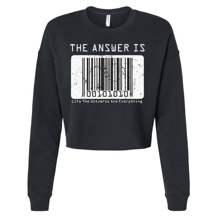 The Answer to Life The Universe and Everything in barcode Cropped Pullover Crew