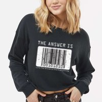 The Answer to Life The Universe and Everything in barcode Cropped Pullover Crew