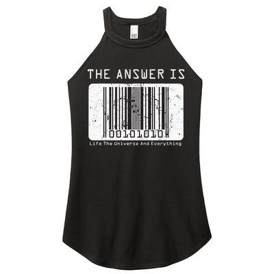 The Answer to Life The Universe and Everything in barcode Women's Perfect Tri Rocker Tank