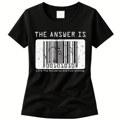 The Answer to Life The Universe and Everything in barcode Womens T-Shirt