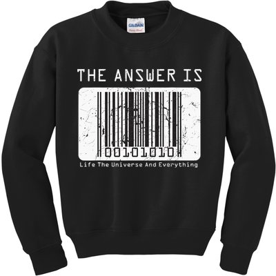 The Answer to Life The Universe and Everything in barcode Kids Sweatshirt