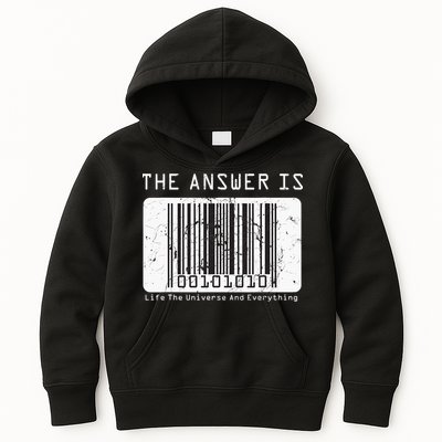 The Answer to Life The Universe and Everything in barcode Kids Hoodie