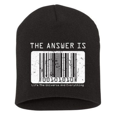 The Answer to Life The Universe and Everything in barcode Short Acrylic Beanie
