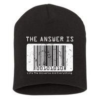 The Answer to Life The Universe and Everything in barcode Short Acrylic Beanie