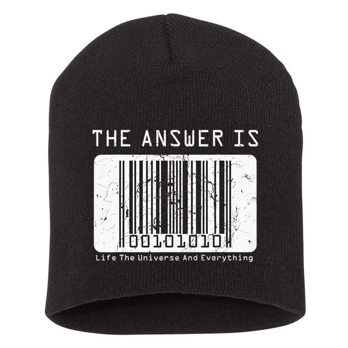 The Answer to Life The Universe and Everything in barcode Short Acrylic Beanie