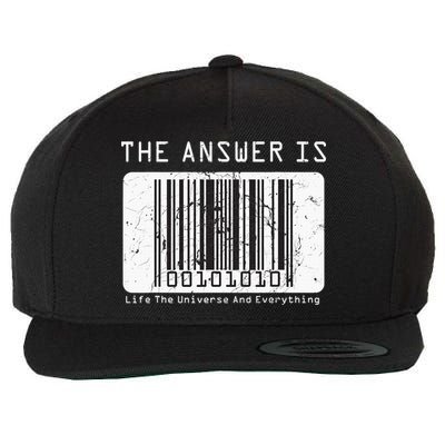 The Answer to Life The Universe and Everything in barcode Wool Snapback Cap