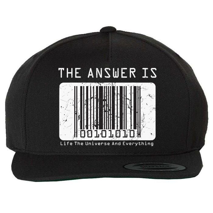 The Answer to Life The Universe and Everything in barcode Wool Snapback Cap