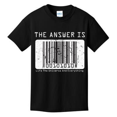 The Answer to Life The Universe and Everything in barcode Kids T-Shirt