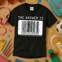 The Answer to Life The Universe and Everything in barcode Kids T-Shirt